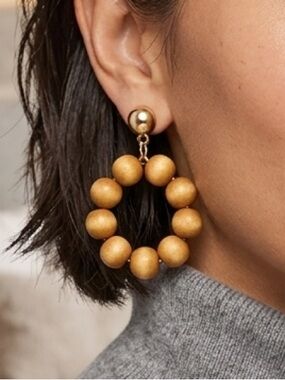 Joe Fresh Wooden Bead Hoop Earrings